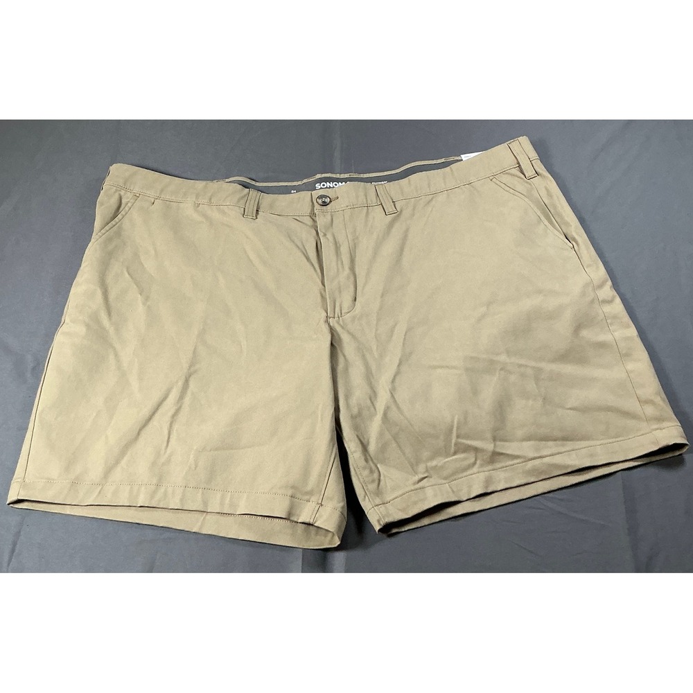 Sonoma Flexwear Flat Front Shorts Mens 54 Khaki Tan Big & Tall 9 Inseam NWT